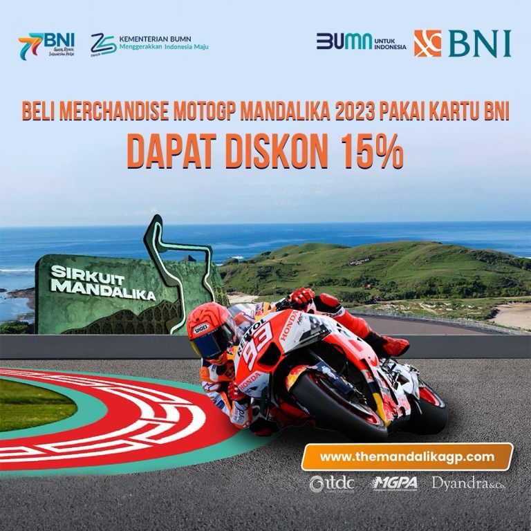Diskon 15% Pembelian Official Merchandise MotoGP Mandalika 2023 Pakai Kartu BNI