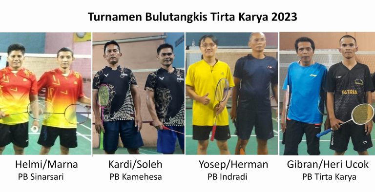 Semifinal Turnamen Bulutangkis Tirta Karya 2023: 4 PB Unggulan Loloskan Masing-Masing 1 Pasangan