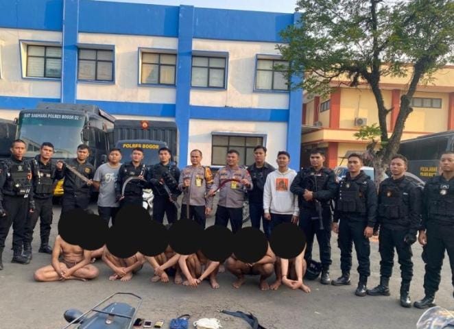Sering Beraksi di Pakansari Cibinong, Polres Bogor Tangkap 10 Gangster
