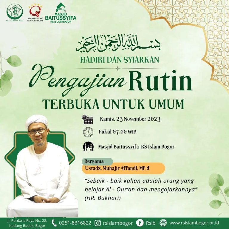 Pengajian Rutin Terbuka untuk Umum di RS Islam Bogor, Cek Tanggalnya!