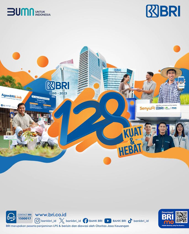 BRI merayakan HUT ke-128 di Kantor Pusat BRI Sabtu, 16 Desember 2023. (Foto: Dok. BRI)