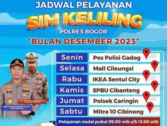 Lokasi SIM Keliling Kabupaten Bogor, Sabtu 9 Desember 2023