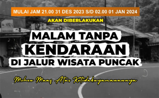 Jalur Puncak Bogor Mulai Ditutup Minggu, 31 Desember 2023 Pukul 18.00