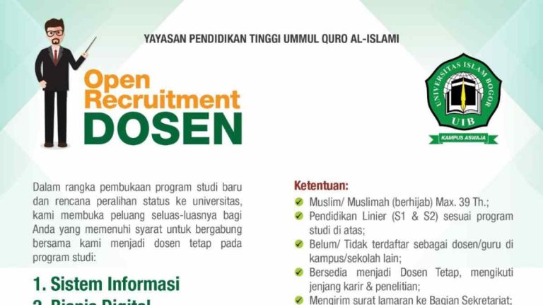 Yayasan Ummul Quro Al-Islam Buka Lowongan Dosen Tetap untuk Program Studi Baru