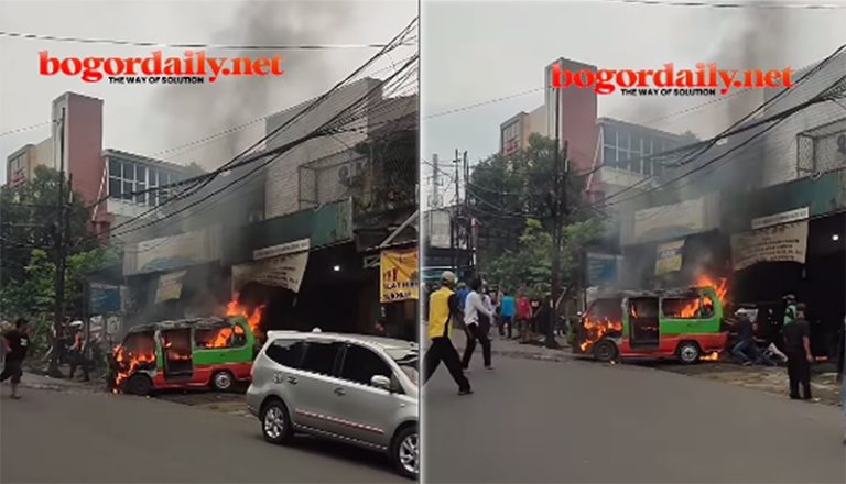Angkot Trayek Sukasari-Bubulak Terbakar di Tanjakan Empang Bogor