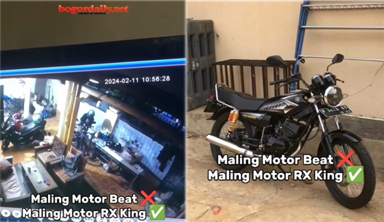 Maling Gasak Motor RX King di Cibinong Bogor Terekam CCTV