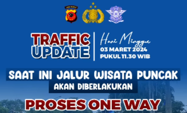 Polisi Berlakukan One Way di Puncak Bogor Hari Ini Minggu, 3 Maret 2024