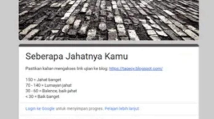 4 Link Tes Seberapa Jahat Kamu di Google Form yang viral di TikTok