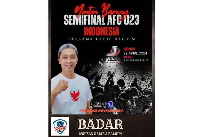 Relawan Bogor Beres Pendukung Dedie Rachim Nobar Semifinal Piala Asia U-23 Indonesia vs Uzbekistan