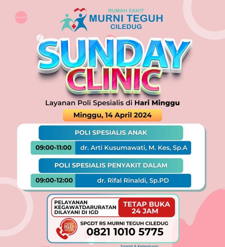 Manfaatkan Layanan Sunday Clinic di RS Murni Teguh Ciledug