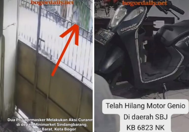 Detik-Detik Maling Motor Terekam CCTV Gasak Honda Genio di Sindangbarang Bogor