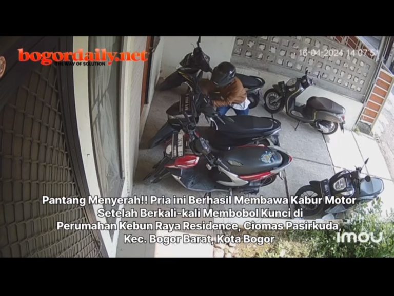 Terekam CCTV, Maling Motor Gasak Honda Beat di KRR Pasirkuda Bogor