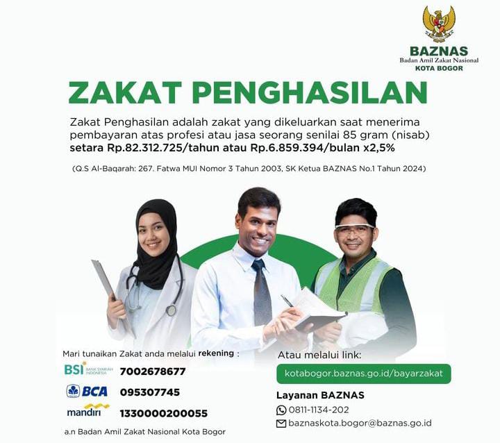 Mau Tunaikan Zakat Penghasilan ke Baznas Kota Bogor, Begini Caranya