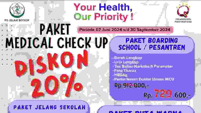 RS Islam Bogor Promo Diskon 20 Persen untuk Medical Check Up Anak Sekolah