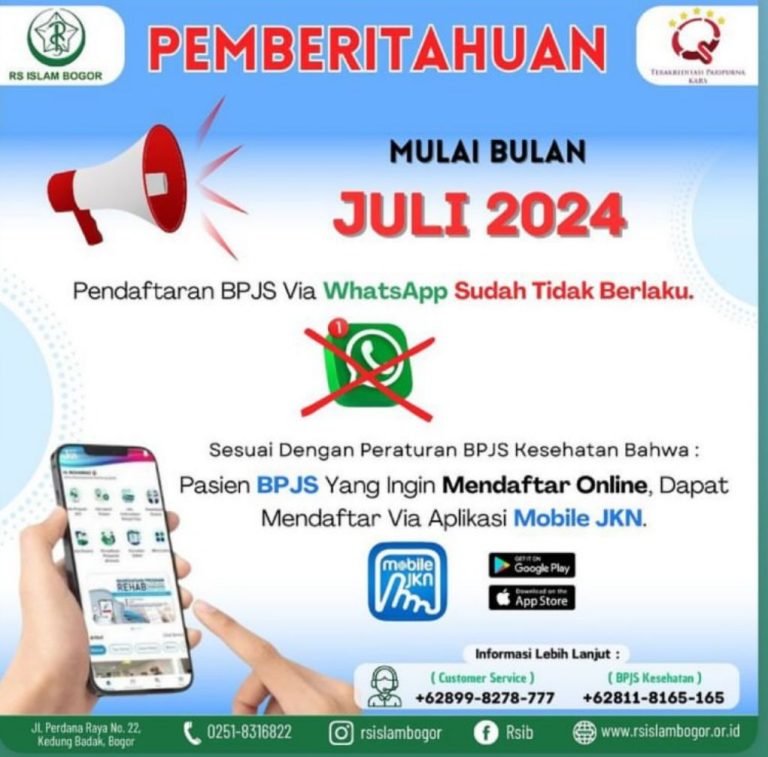 Mulai Juli 2024, RS Islam Bogor Tidak Menerima Pendaftaran BPJS Via Online