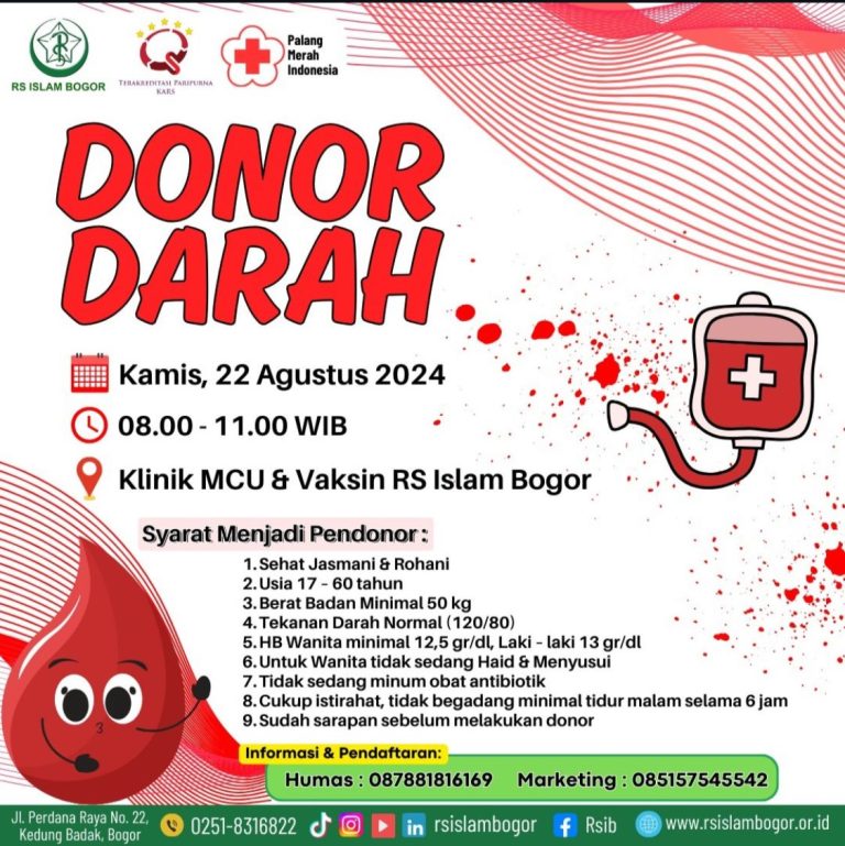 Rumah Sakit Islam Bogor Akan Menggelar Donor Darah Meningkatkan Stok Kantung Darah