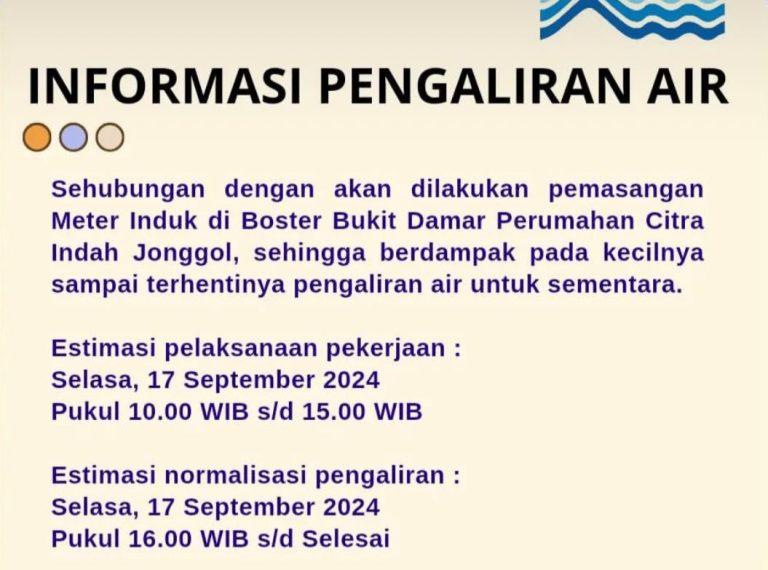 Perumda Air Minum Tirta Kahuripan Beri Imbauan Masyarakat Terkait Pemasangan Meter Induk di Booster Bukit Damar Citra Indah Jonggol