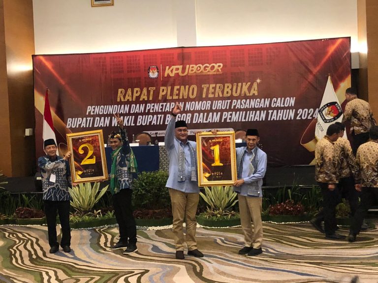 KPU Tetapkan Pasangan Rudy – Jaro Ade Nomor Urut 1, Bayu-Musya Nomor 2 dalam Pilkada Kabupaten Bogor 2024