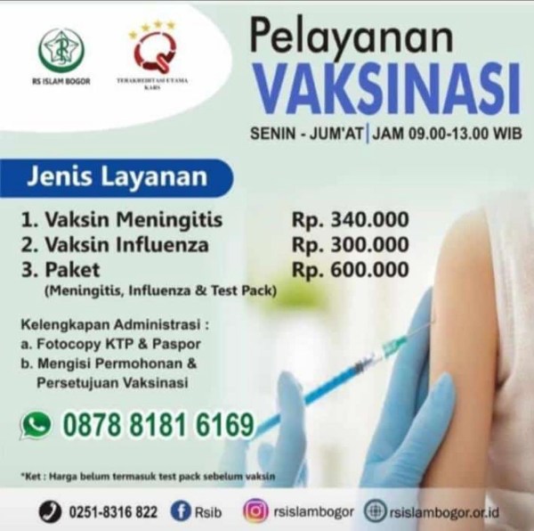 RS Islam Bogor Buka Pelayanan Vaksinasi Meningitis dan Influenza
