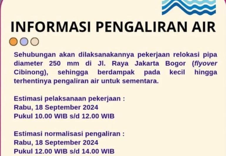 Perumda Air Minum Tirta Kahuripan Himbau Masyarakat Soal Relokasi Pipa di Jalan Raya Jakarta Bogor