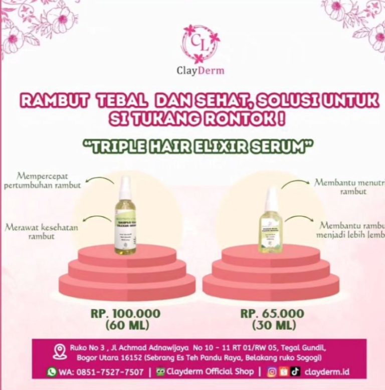 Promo Hemat Triple Hair Elixir Serum ClayDerm Aesthetic Clinic untuk Rambut Sehat dan Tebal