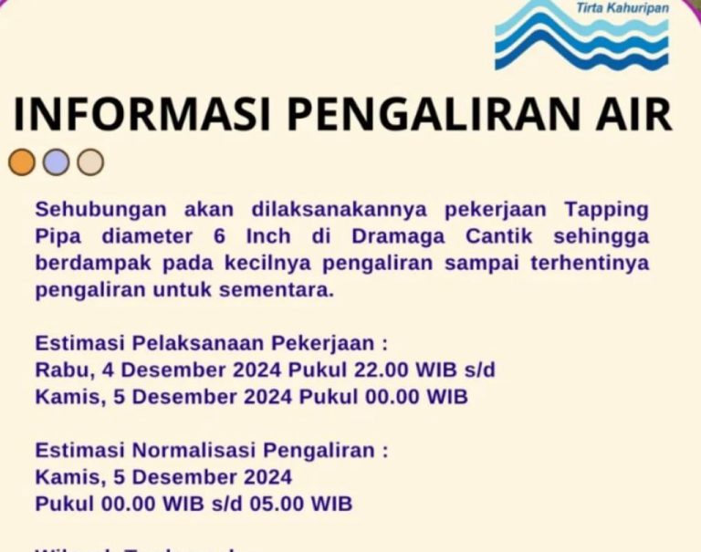 Perumda Air Minum Tirta Kahuripan Kabupaten Bogor Imbau Masyarakat Soal Relokasi Pekerjaan Tapping Pipa di Dramaga