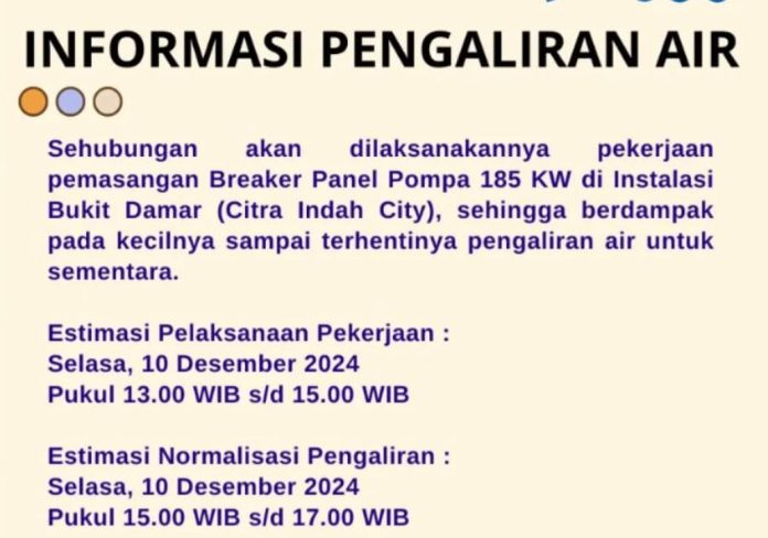 Perumda Tirta Kahuripan Umumkan Soal Pemasangan Breaker Panel Pompa di Bukit Damar Bogor