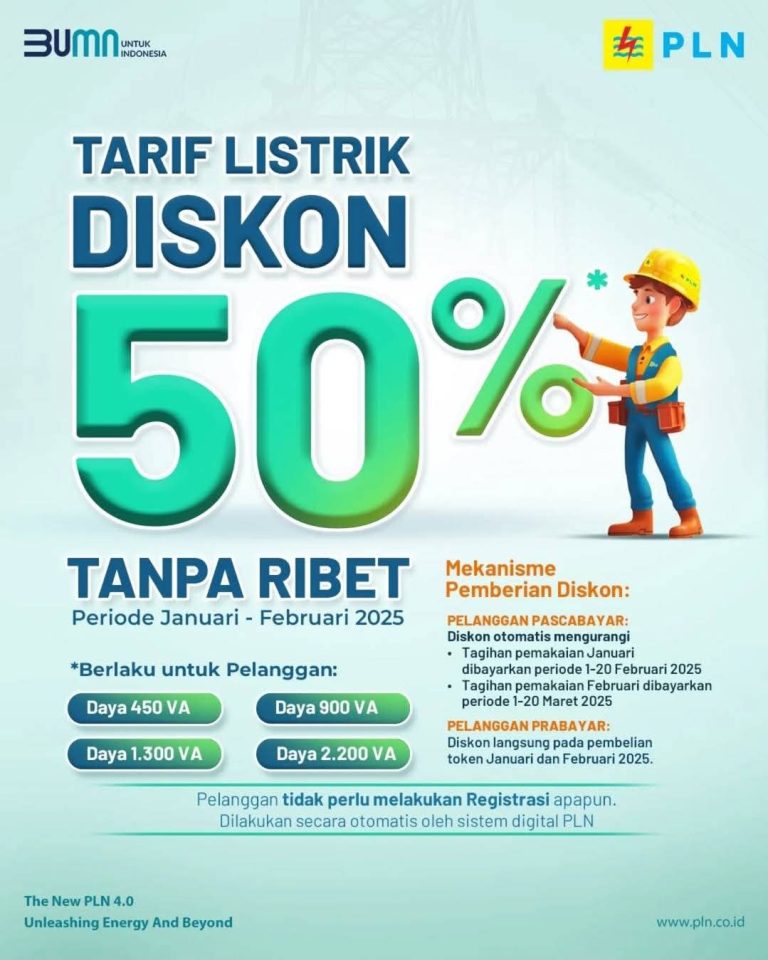 Beli Token Listrik Mulai Hari Ini Diskon 50 Persen, Cek Batas Maksimal Pembeliannya!