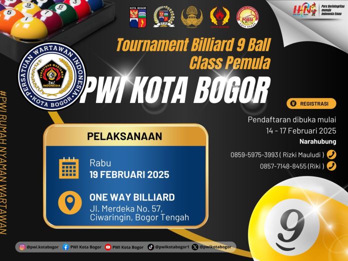 Rayakan HUT PWI ke 79 dan HPN 2025, PWI Kota Bogor Gelar Turnamen Billiar