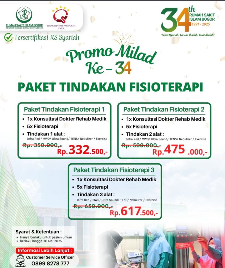 Sambut Milad ke-34, RS Islam Bogor Hadirkan Promo Spesial Tindakan Fisioterapi