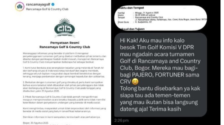 Viral Undangan Turnamen Golf DPR RI di Bogor, Berhadiah Mobil Mewah