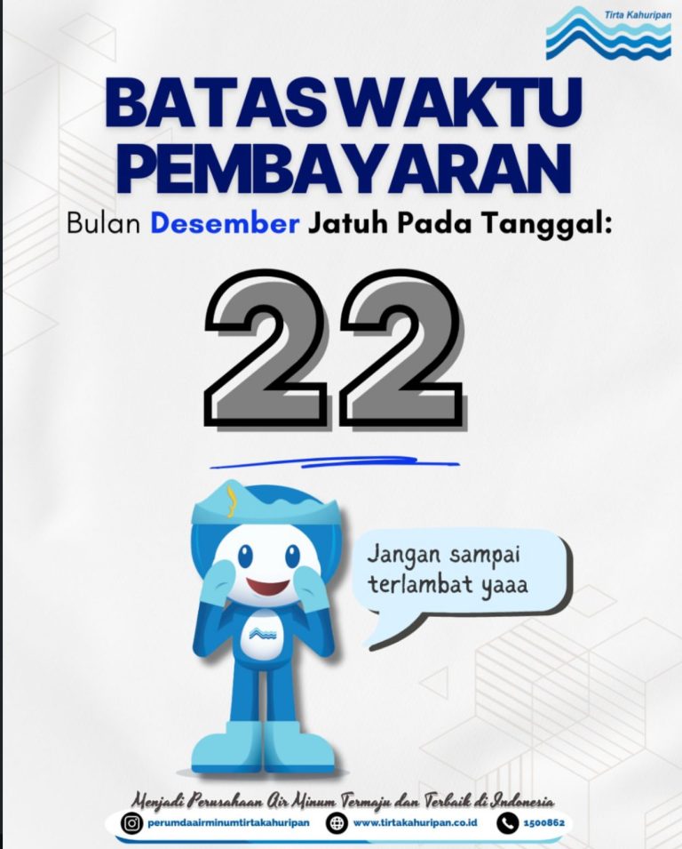 Pelanggan Perumda Air Minum Tirta Kahuripan Diimbau Bayar Tagihan Sebelum 22 Desember