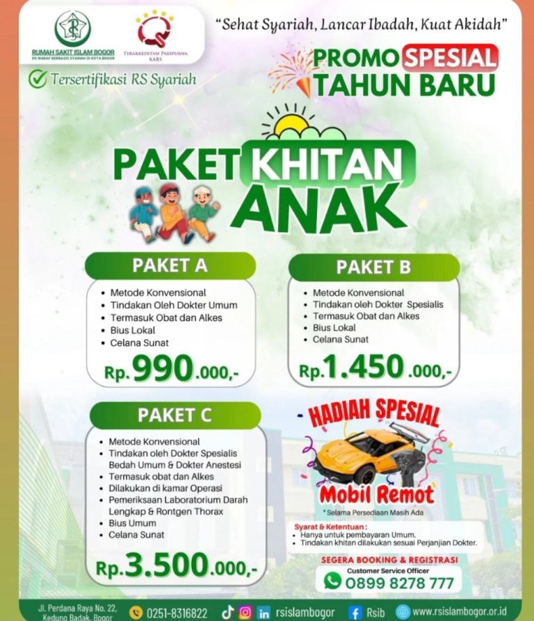 Promo Khitan Anak di RS Islam Bogor, Layanan Profesional Plus Hadiah Menarik