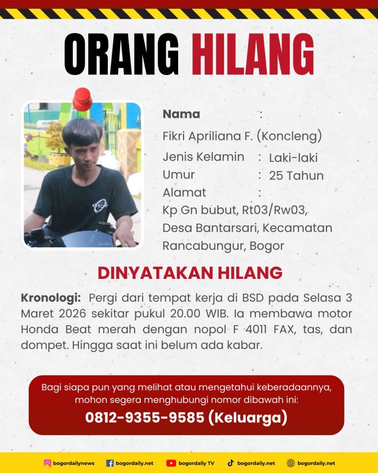 Pemuda Asal Rancabungur Dilaporkan Hilang, Keluarga Harap Bantuan Masyarakat