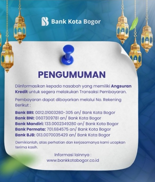 Bank Kota Bogor Umumkan Libur Operasional Idul Fitri 1447 H