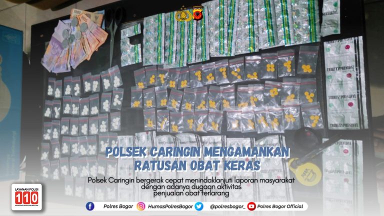 Polisi Amankan Ratusan Obat Keras Ilegal di Caringin Bogor, Pelaku Kabur Saat Digerebek