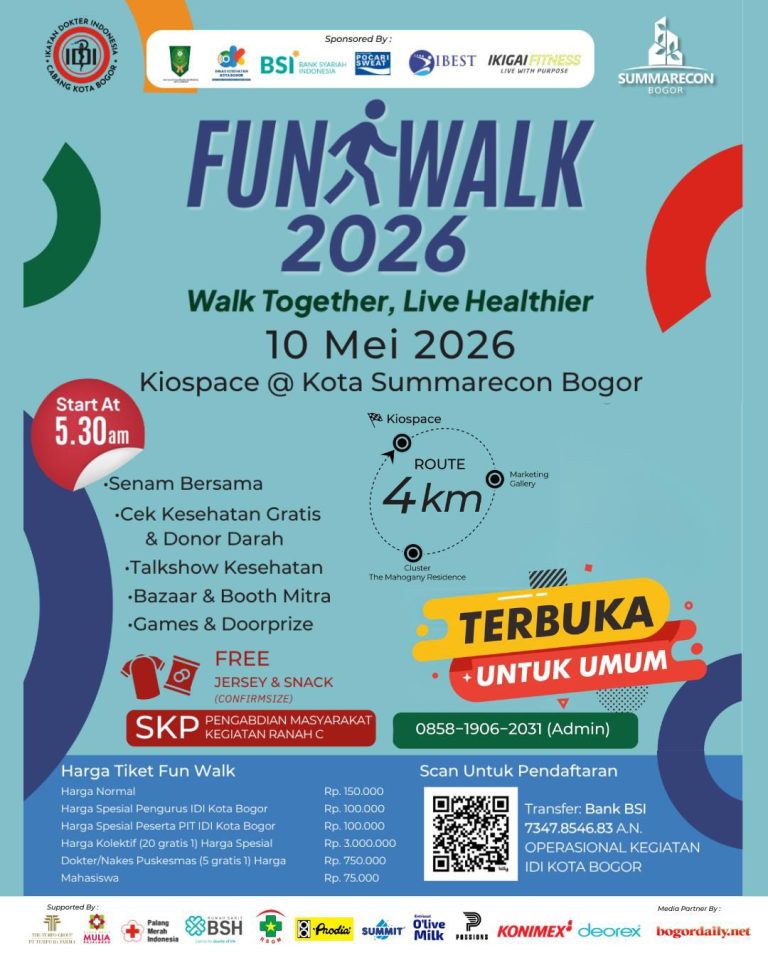 IDI Kota Bogor Gelar Funwalk 2026 di Summarecon, Ajak Warga Hidup Sehat Lewat Jalan Santai hingga Cek Kesehatan Gratis