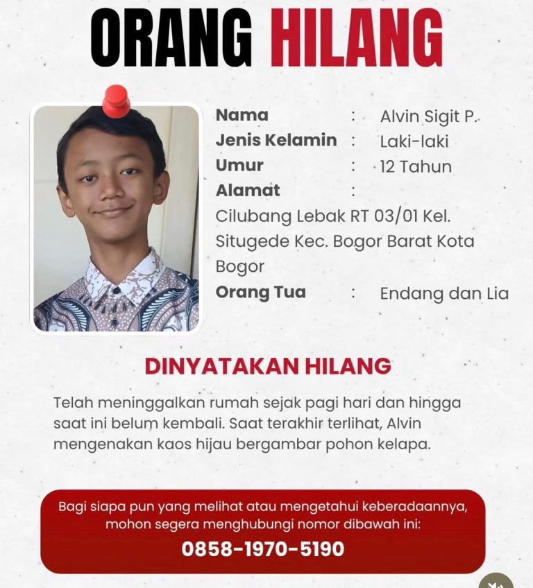 Anak12 Tahun Hilang di Bogor, Keluarga Harap Bantuan Masyarakat