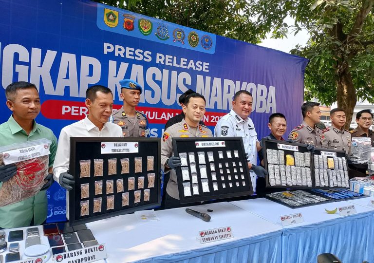 Polres Bogor Ungkap Kasus Narkoba Periode Januari-Mei 2026, 155 Tersangka Diamankan, 2,9 Kg Ganja Disita
