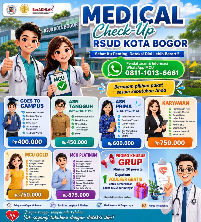 RSUD Kota Bogor Hadirkan Beragam Paket Medical Check-Up dengan Harga Terjangkau, Pendaftaran Mudah Lewat WhatsApp