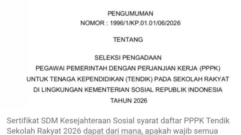 Cara Mendapatkan Sertifikat SDM Kesejahteraan Sosial untuk PPPK Sekolah Rakyat 2026, Apakah Wajib bagi Semua Pelamar?